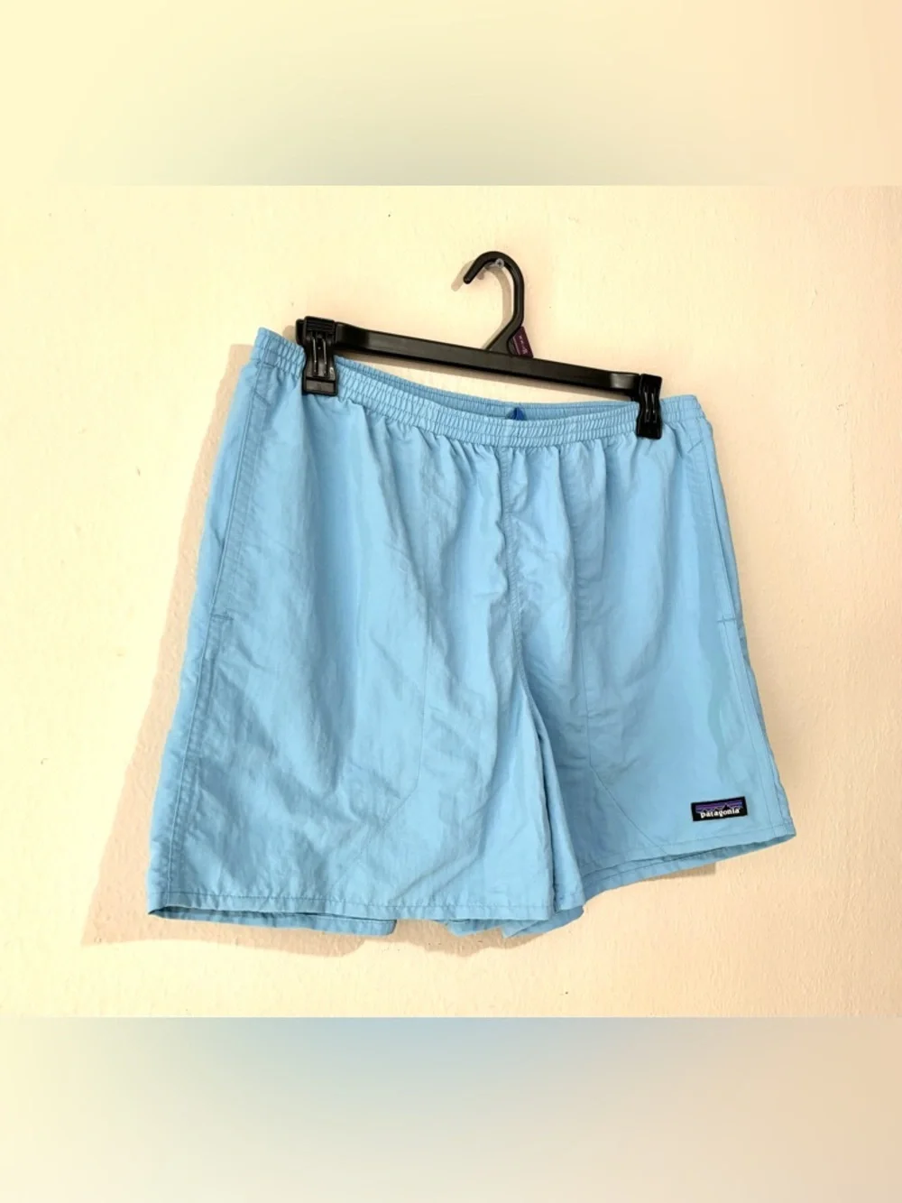 Patagonia Baggies Shorts Mens Large Light Blue Nylon Back Pocket